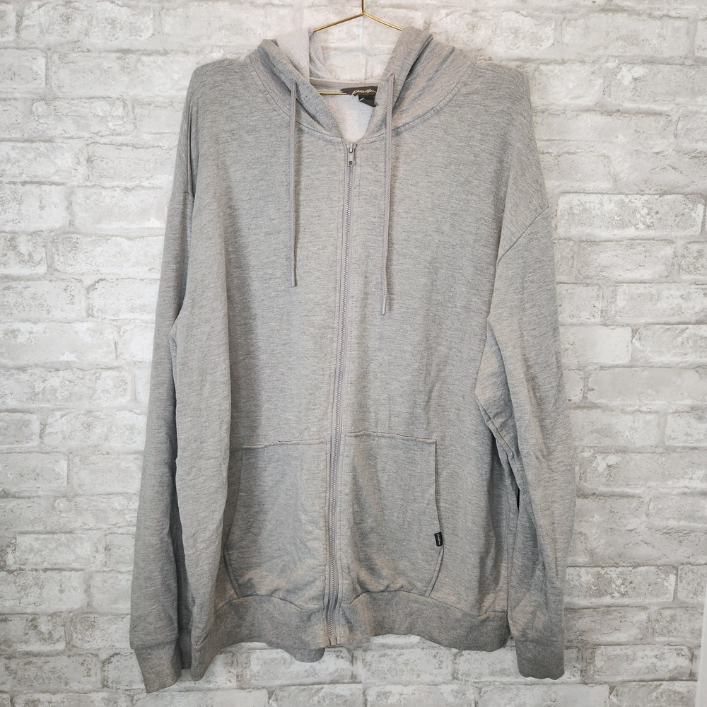 Eddie Bauer Full Zip Hoodie Grey Heathered Casual Outdoor XL